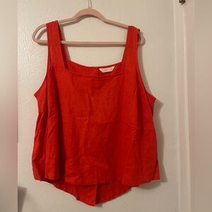 Linen Blend Red Tank Top, 1x